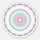 kleurrijke mandala ronde sticker (Voorkant)