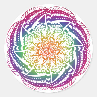 Kleurrijke Mandala Stickers. Ronde Sticker