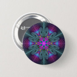 Kleurrijke Mandala Strakke Fractale Kunst Kaleidos Ronde Button 5,7 Cm