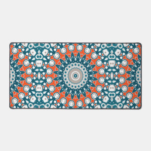 Kleurrijke Mandala Teal Koraal Kantoorontwerp Bureaumat