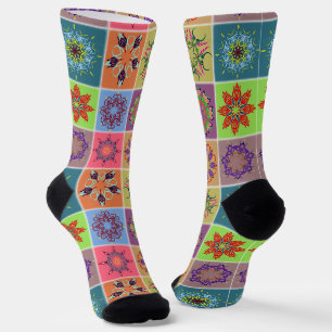 Kleurrijke Mandala Tegel Patroon – Boho geometrisc Sokken