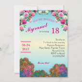 Kleurrijke Mandala Verjaardag Uitnodiging met bloe (Voorkant)