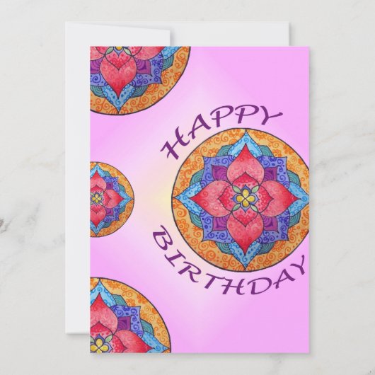 Kleurrijke Mandala verjaardagsuitnodiging Kaart (Achterkant)