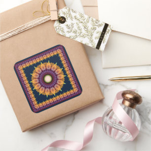 Kleurrijke  mandala vierkante sticker