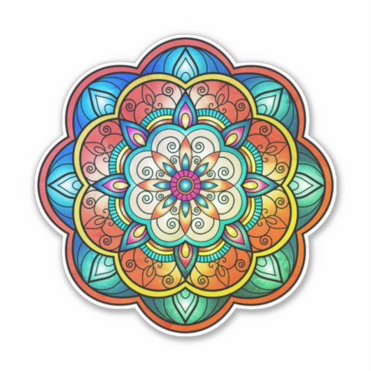 Kleurrijke mandala vinyl sticker (Voorkant)