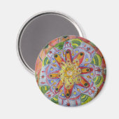 Kleurrijke mandala waterverf kunstmagneet magneet (Voorkant / Achterkant)