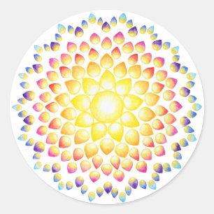 Kleurrijke Mandala Waterverf Rainboegstraal Ronde Sticker