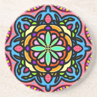 Kleurrijke mandala zandsteen onderzetter