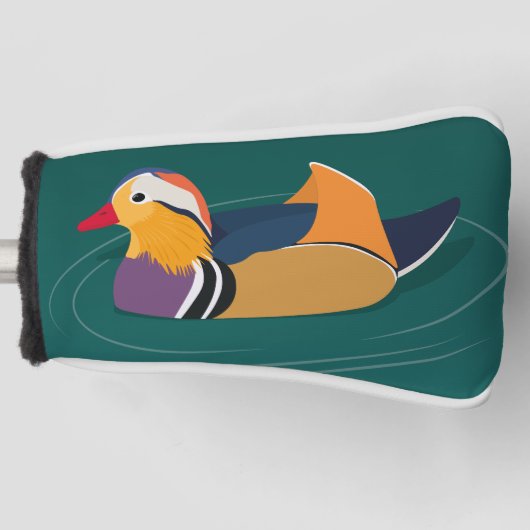 Kleurrijke mandarijneend moderne digitale kunst golfheadcover (Voorkant)