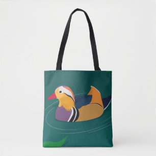 Kleurrijke mandarijneend moderne digitale kunst tote bag