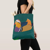 Kleurrijke mandarijneend moderne digitale kunst tote bag (Dichtbij)