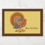 Kleurrijke mannelijke Thanksgiving kalkoen geel br Voedselcontainer Etiket (Enkel label)