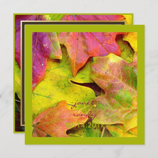 Kleurrijke mapelbladeren/valtrouwuitnodigingen kaart (Voorkant / Achterkant)