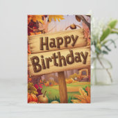 Kleurrijke Maple Leaf Autumn Herfst Happy Birthday Kaart (Staand voorkant)