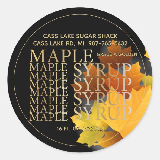 Kleurrijke Maple Leaf Ronde Stroop label (Voorkant)
