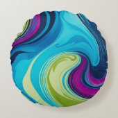 Kleurrijke Marbled Document Kunst Rond Sierkussen Rond Kussen (Voorkant)