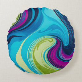 Kleurrijke Marbled Document Kunst Rond Sierkussen Rond Kussen