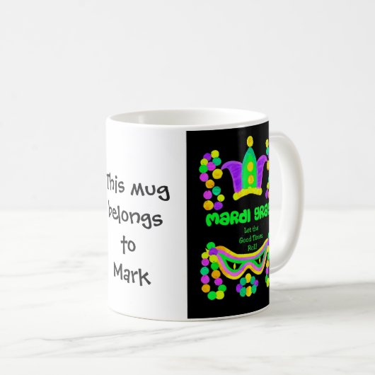 Kleurrijke Mardi Gras Coffee Mok te personaliseren (Voorkant rechts)