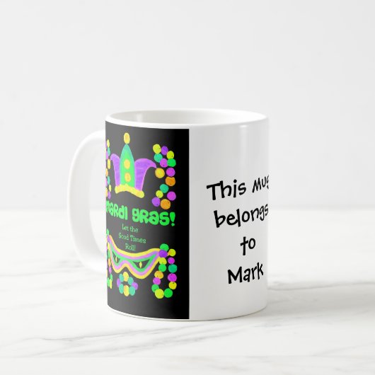 Kleurrijke Mardi Gras Coffee Mok te personaliseren (Voorkant links)