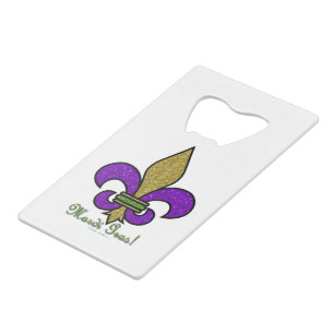 Kleurrijke Mardi Gras Fleur De Lis Creditkaart Flessenopener