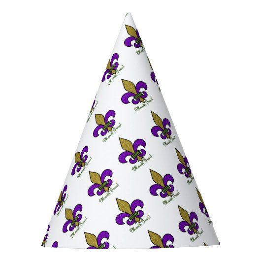 Kleurrijke Mardi Gras Fleur De Lis Feesthoedjes (Voorkant)