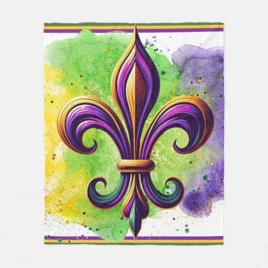 Kleurrijke Mardi Gras Fleur de lis Fleece Deken (Voorkant)