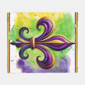 Kleurrijke Mardi Gras Fleur de lis Fleece Deken (Voorkant (Horizontaal))