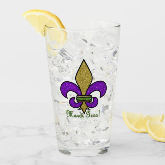 Kleurrijke Mardi Gras Fleur De Lis glazen beker (Voorkant ijs)