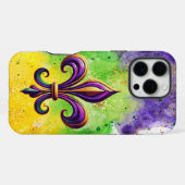 Kleurrijke Mardi Gras Fleur de lis iPhone Hoesje (Achterkant horizontaal)