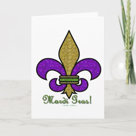 Kleurrijke Mardi Gras Fleur De Lis Kaart (Voorkant)