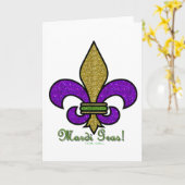 Kleurrijke Mardi Gras Fleur De Lis Kaart (Gele Bloem)
