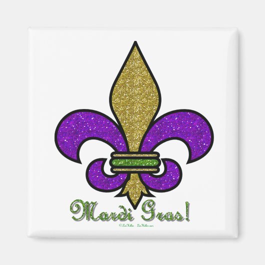 Kleurrijke Mardi Gras Fleur De Lis Magneet (Voorkant)