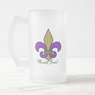 Kleurrijke Mardi Gras Fleur De Lis Matglas Bierpul