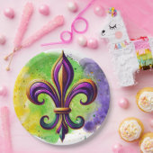 Kleurrijke Mardi Gras Fleur de lis Papieren Bordje (Feest)