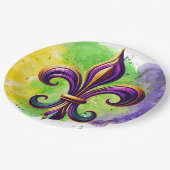 Kleurrijke Mardi Gras Fleur de lis Papieren Bordje (Gekanteld)
