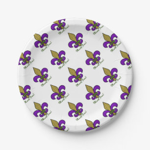 Kleurrijke Mardi Gras Fleur De Lis Papieren Bordje