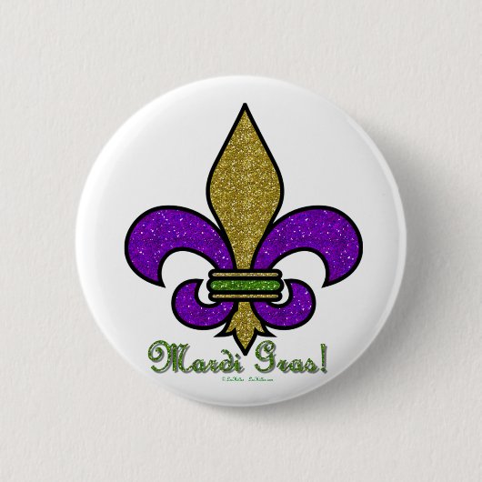 Kleurrijke Mardi Gras Fleur De Lis Ronde Button 5,7 Cm (Voorkant)