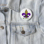 Kleurrijke Mardi Gras Fleur De Lis Ronde Button 5,7 Cm (In situ)