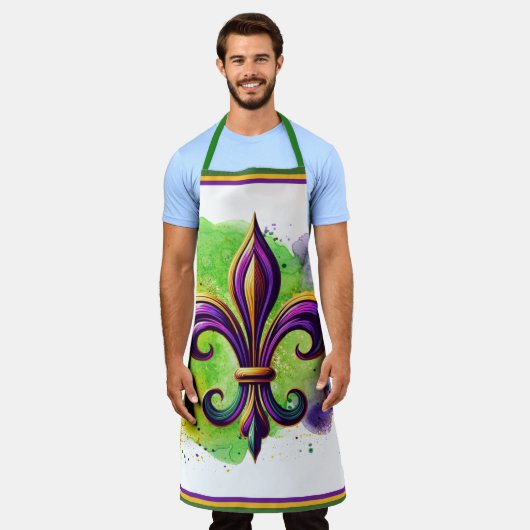 Kleurrijke Mardi Gras Fleur de lis Schort (Gedragen)