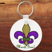 Kleurrijke Mardi Gras Fleur De Lis Sleutelhanger (Voorkant)