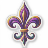 Kleurrijke Mardi Gras Fleur de lis Sticker (Voorkant)