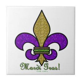Kleurrijke Mardi Gras Fleur De Lis Tegeltje