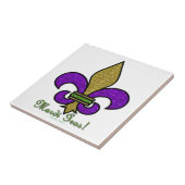 Kleurrijke Mardi Gras Fleur De Lis Tegeltje (Zijkant)