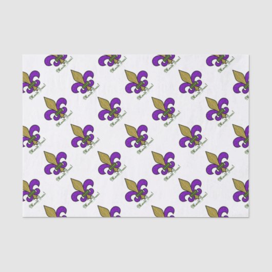 Kleurrijke Mardi Gras Fleur De Lis Tissuepapier (Voorkant)