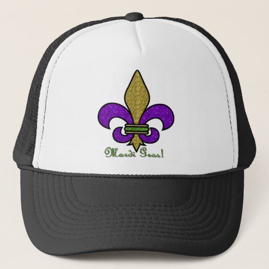 Kleurrijke Mardi Gras Fleur De Lis Trucker Pet (Voorkant)