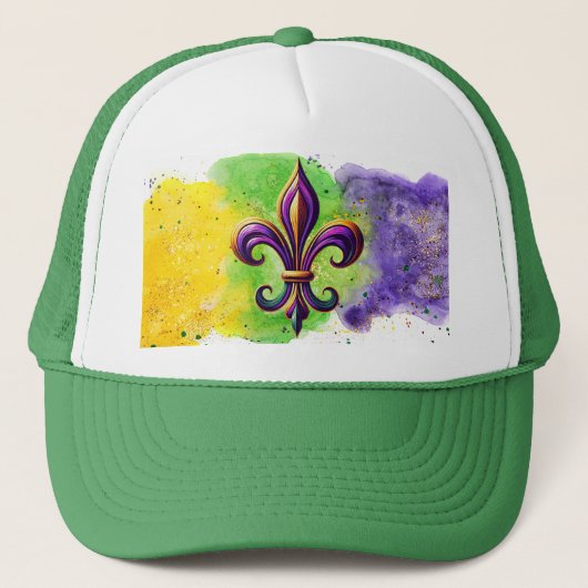 Kleurrijke Mardi Gras Fleur de lis Trucker Pet (Voorkant)