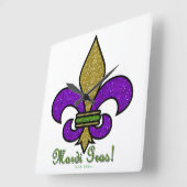 Kleurrijke Mardi Gras Fleur De Lis Vierkante Klok (Hoek)
