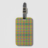 Kleurrijke Mardi Gras gingham patterned Bagagelabel (Voorkant (verticaal))