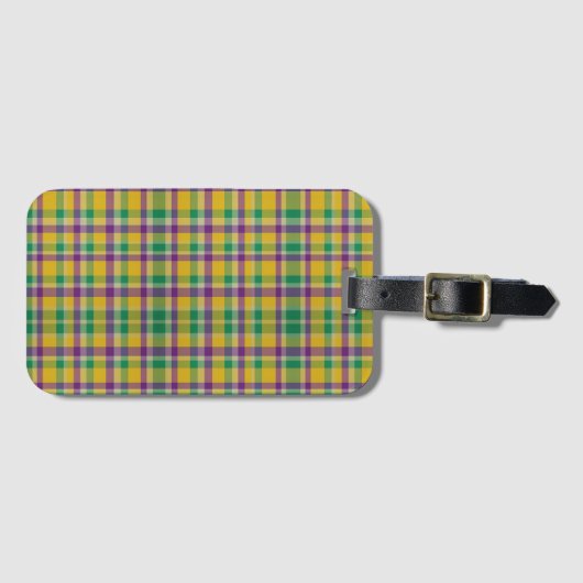 Kleurrijke Mardi Gras gingham patterned Bagagelabel (Voorkant (horizontaal))