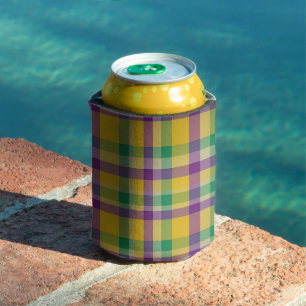 Kleurrijke Mardi Gras gingham patterned Blikjeskoeler